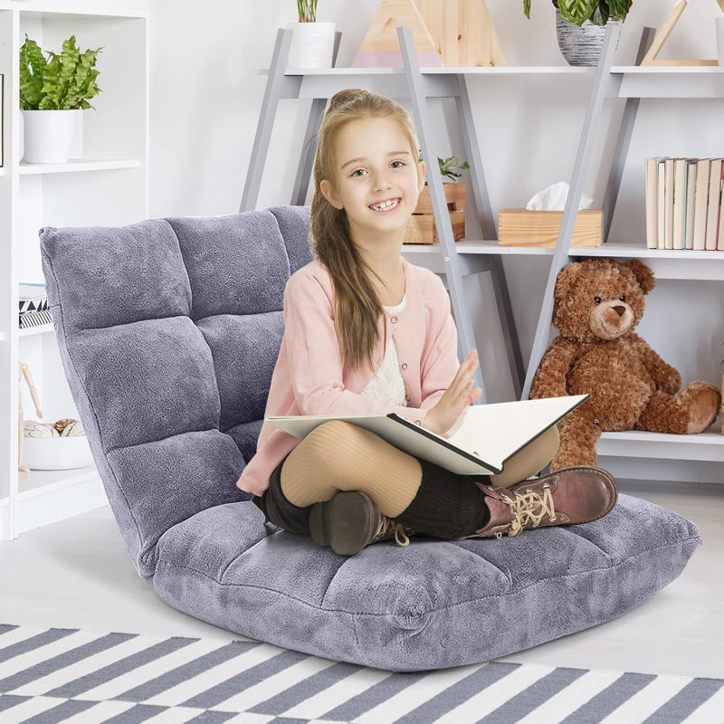 Adjustable Floor Chair With Back Support - 14-Position Reclining Gaming Chair, Padded Sleeper Sofa, Meditation Seat & Lounge Chair For Adults, Sturdy Steel Frame & Non-Slip Base
