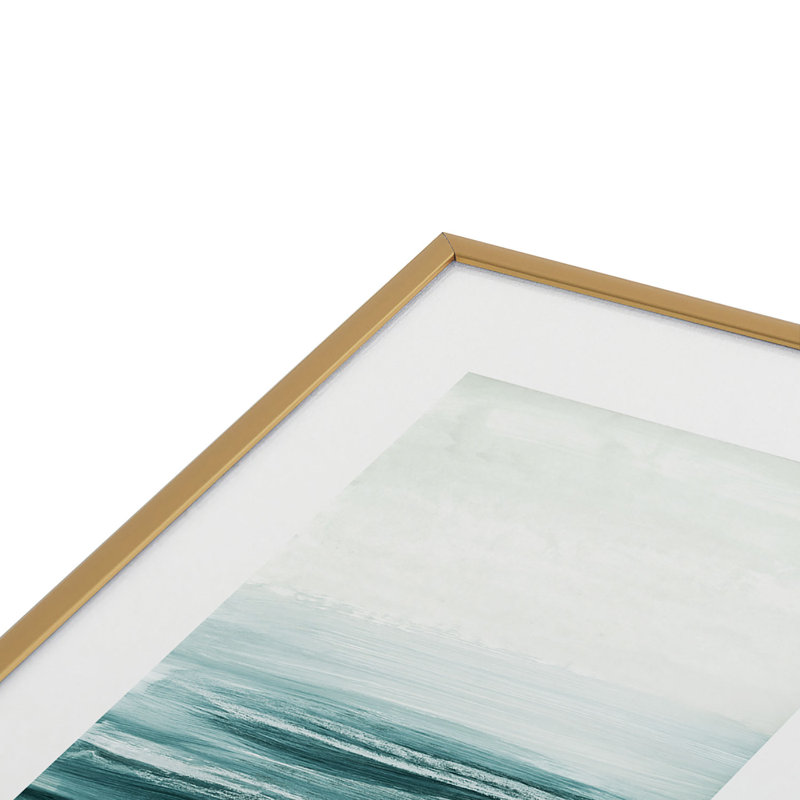 Iris Lehnhardt brumeux, mer émeraude, reproduction d'art encadrée, H 10 po x l 8 po, Or