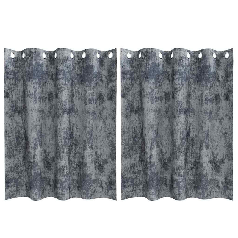 Alithia Velvet Room Darkening Curtain Pair, 140cm Width x 140cm Drop, Silver Grey