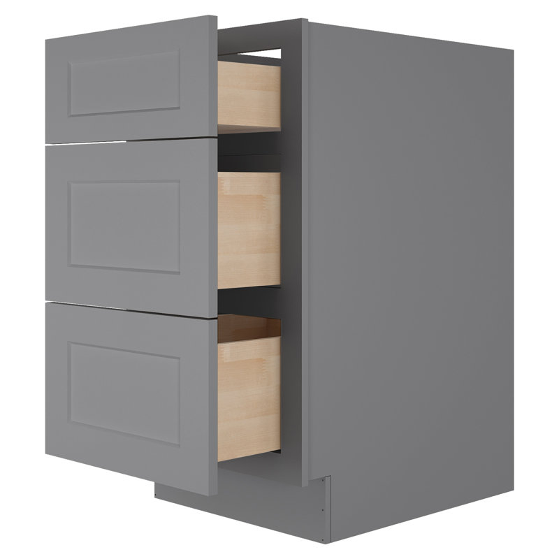 Cozy Design Recessed Panel 34.5'' H Plywood Standard Base Cabinet Ready-to-Assemble, Shaker Greystone, 34.5" H x 36" W