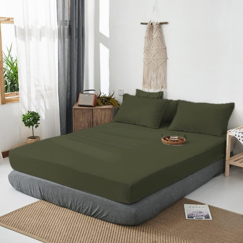 DONEUS Jersey Knit Cotton Fitted Sheet 3 Piece Ultra Soft and Breathable 15 Inches Deep Pocket Elastic Sheets with 2 Pillowcases