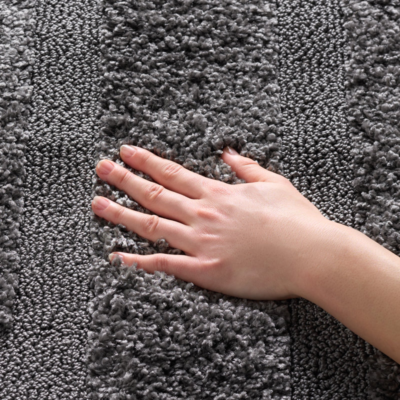 Tapis gris à motif géométrique Assar, Rectangle 4pi x 6 pi