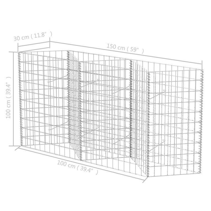 Mahia Metal Planter Box, H100 x W150 x D30cm