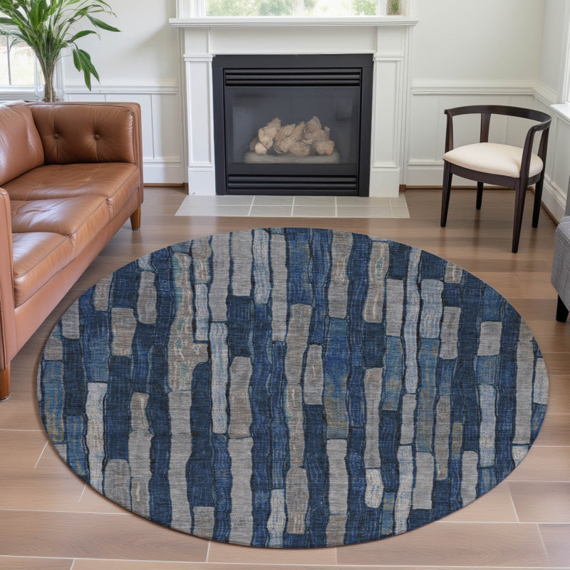 Tapis de qualité supérieure lavable à la machine Kumbhar AMF1301, Rond 8 pi