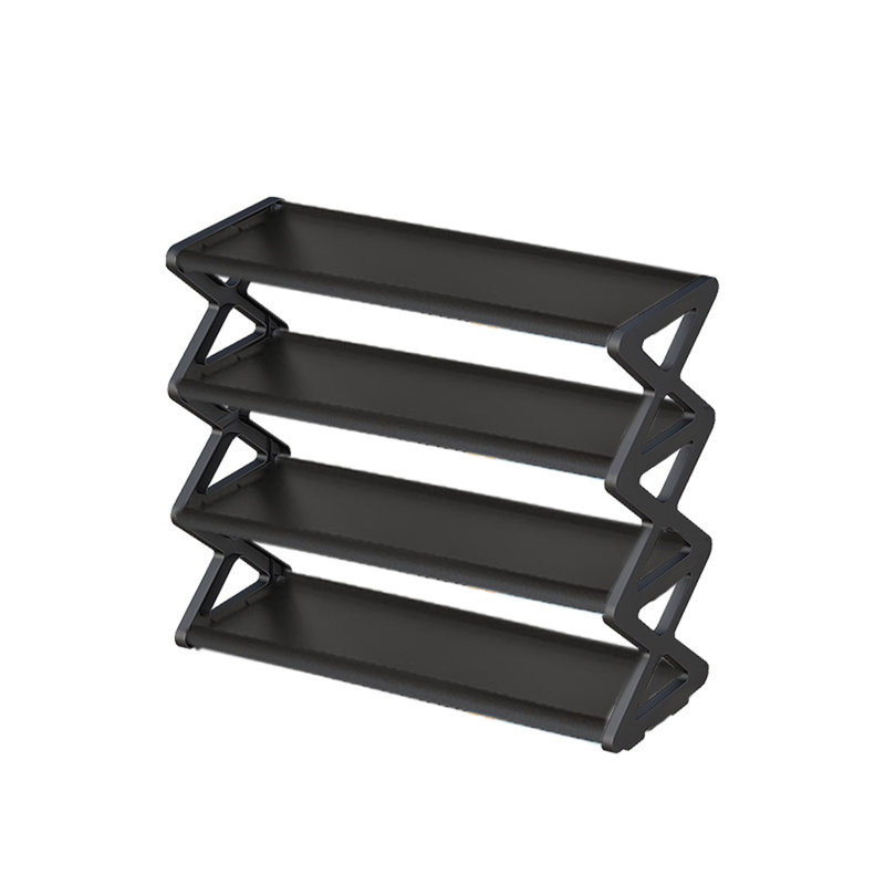 Household  X-type Shoe Rack Multifunctional Double Steel Tube Assembly Shoe Cabinet Dormitory  Shelf, Black