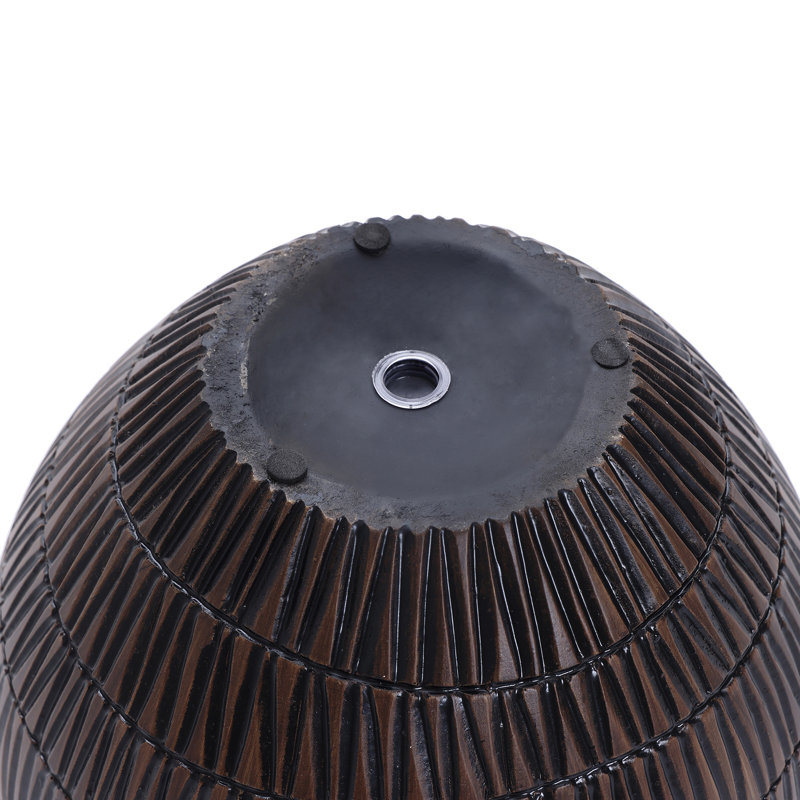 Brown V-Pattern Polyresin Round Planter, 9.6" H x 12" W x 12" D