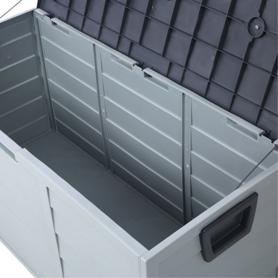 Boîte de rangement toutes saisons pour terrasse et piscine avec rangement et rangement pour les meubles de patio, les outils de jardin et les jouets de piscine