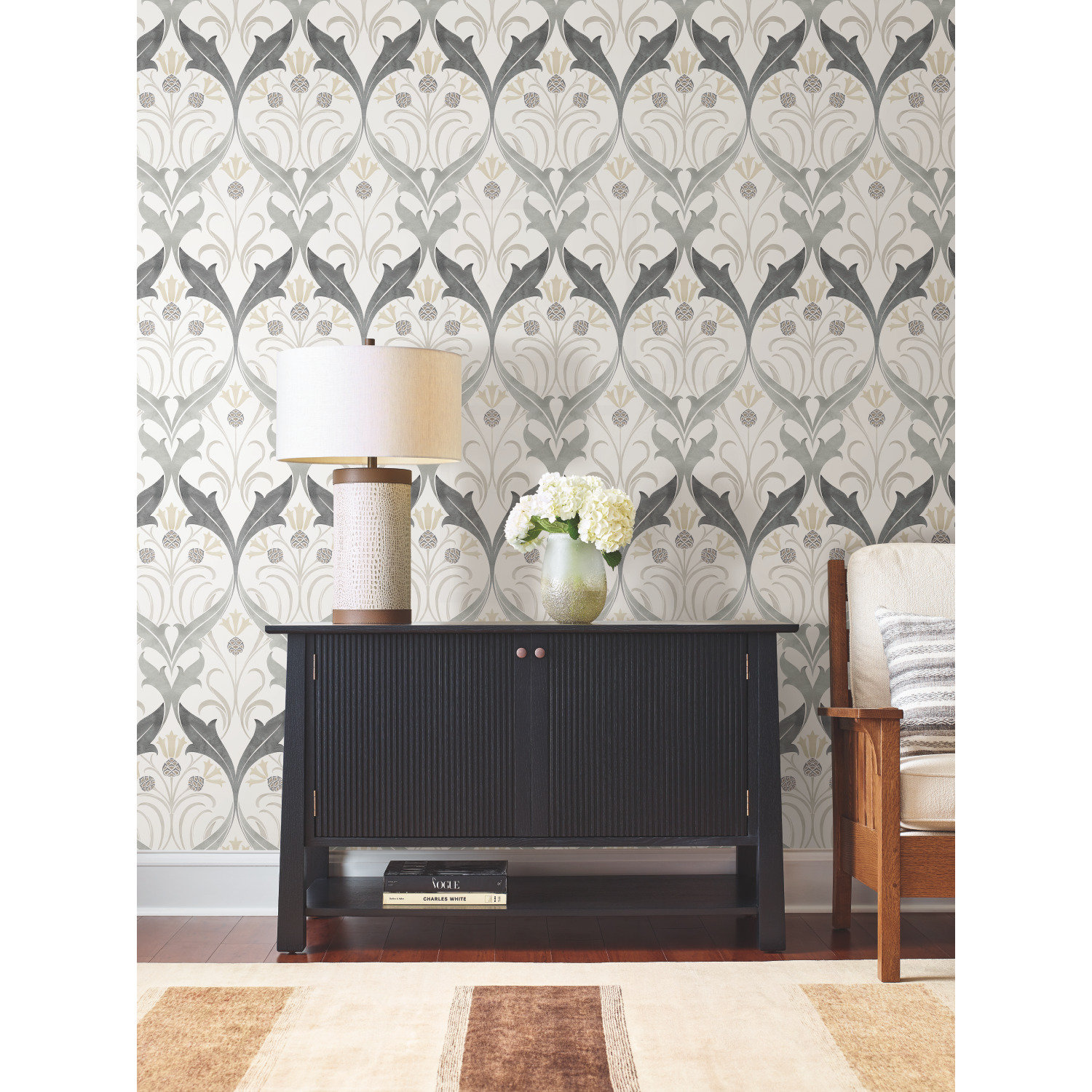Harmon Floral Wallpaper, Charcoal