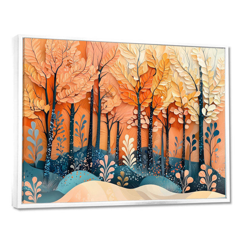 «Ingvaldur 4 Seasons Forest Trees Dream Fragments IV», art mural forêt, H 34 po x l 44 po, Impression encadrée flottante