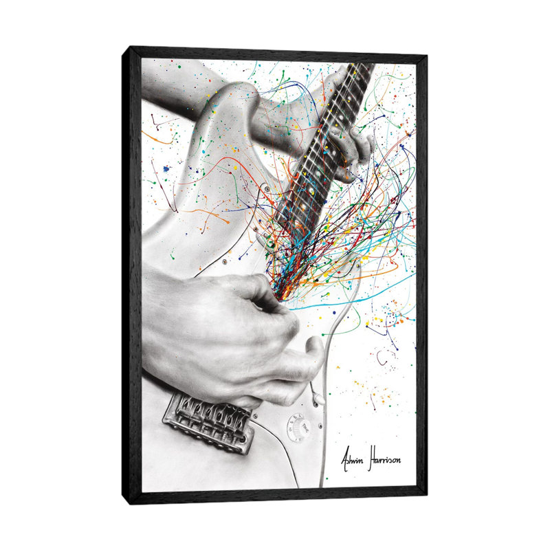 The Guitar Solo by Ashvin Harrison - Print on Canvas, 66.04 cm H x 45.72 cm W, Black Framed