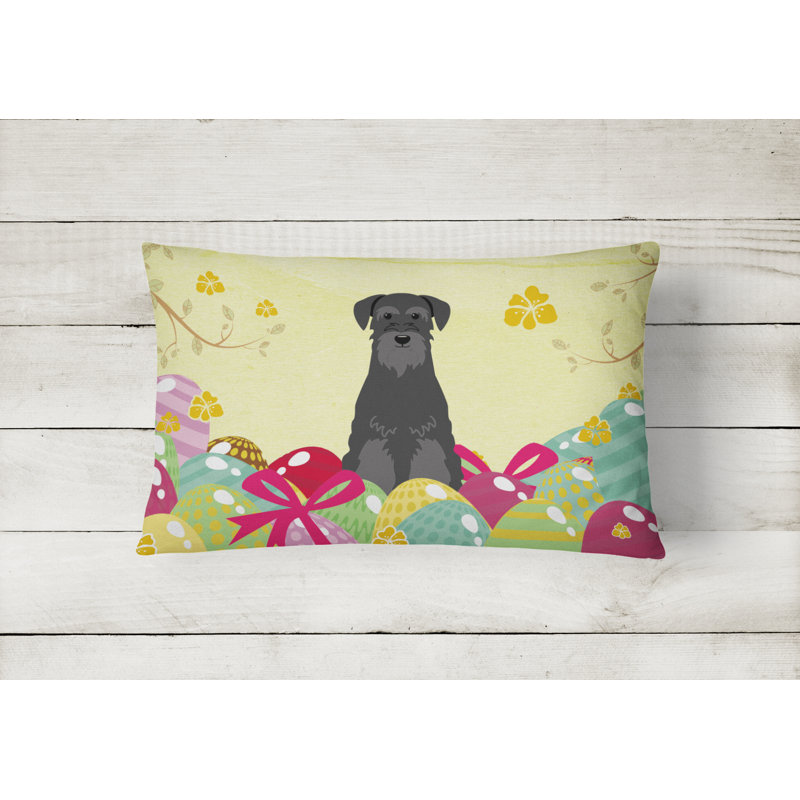 Easter Eggs Standard Schnauzer Lumbar Pillow, Black