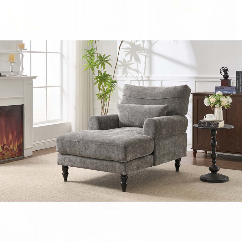 Chaise longue d'intérieur rembourrée, Gris