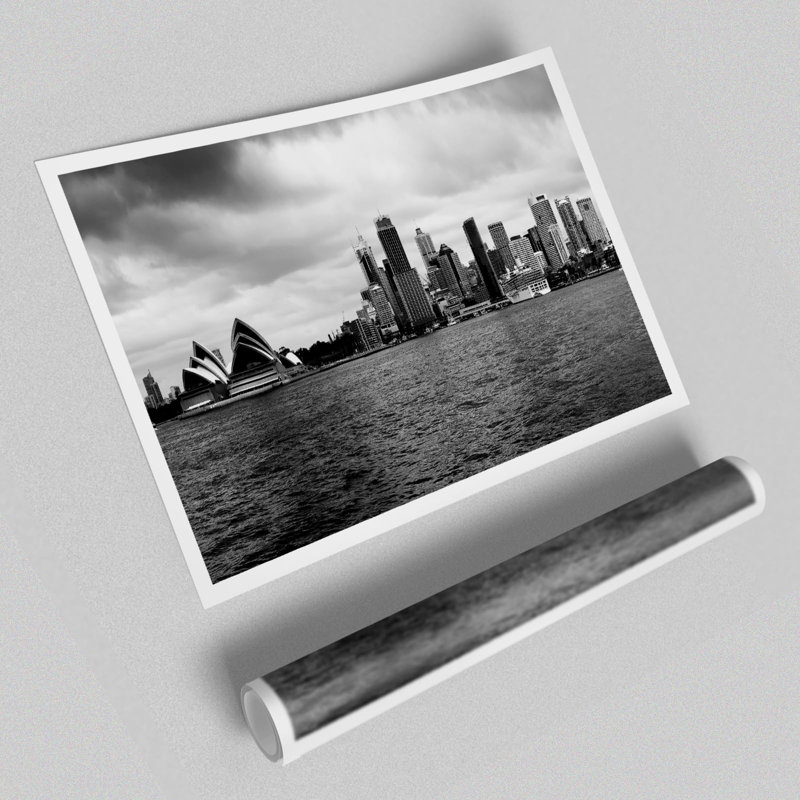 Australia Sydney River View B N W Architecture - No Frame Print, 100 cm H x 141.4 cm W