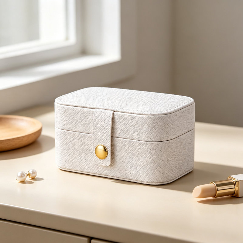 Leather Jewellery Box +, White