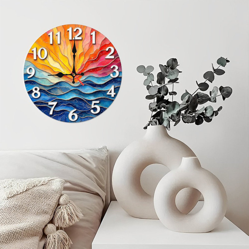 Horloge murale coucher de soleil océan