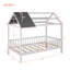 Lit taille maison en bois avec clôture,-100942895