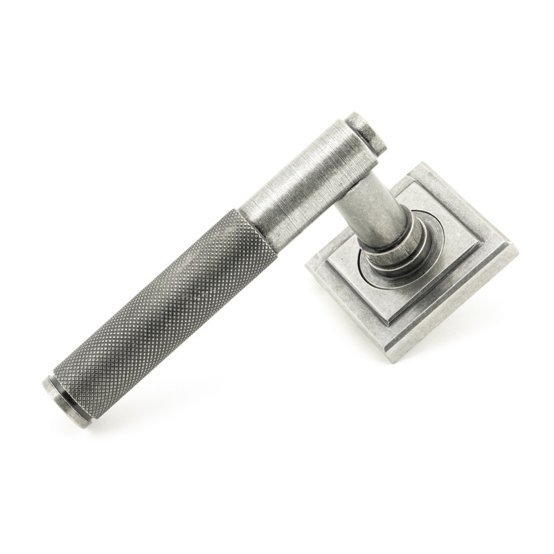 Brompton Lever on Rose Set (Square), Pewter Patina
