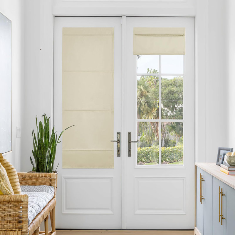 Magnetic Blackout Door Blinds, No Drill Roll Up French Door Curtain for Window, Thermal Insulated Light Blocking Shades for Sidelight Glass Window, 1 Panel