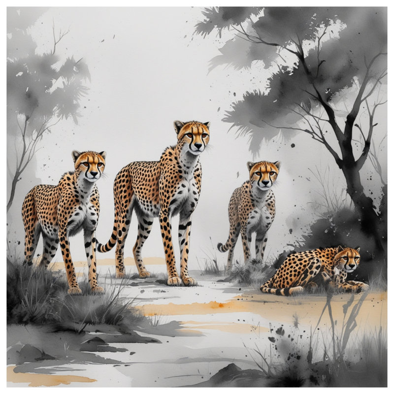 Édredon Cheetah Family Illustration, Très grand lit