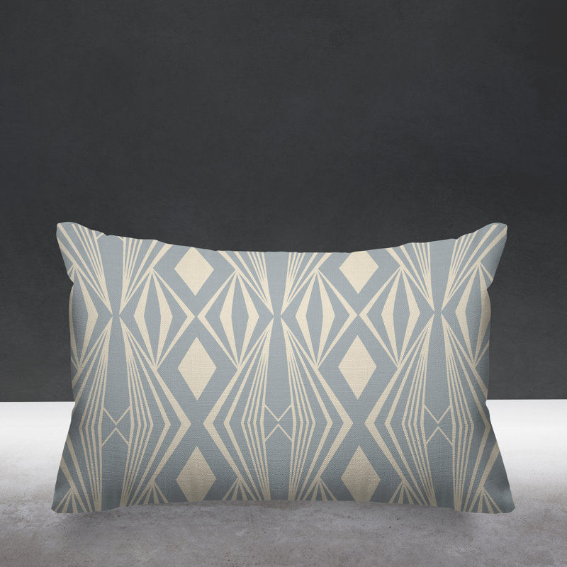 Housse et insert de coussin rectangulaire d'extérieur Minimalist Tribal, gris