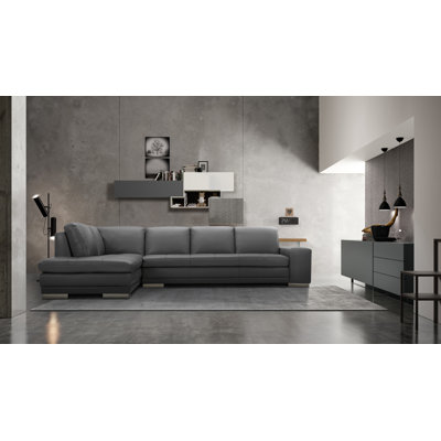 Canapé et chaise longue en cuir véritable Aleacia
