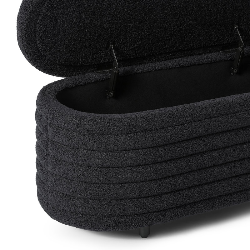 Caitlun Upholstered Storage Bench, Black, 18.1" H x 42.5" W x 17" D