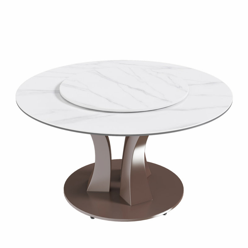 Table de salle à manger ronde avec plateau en pierre frittée pour la salle à manger et la cuisine