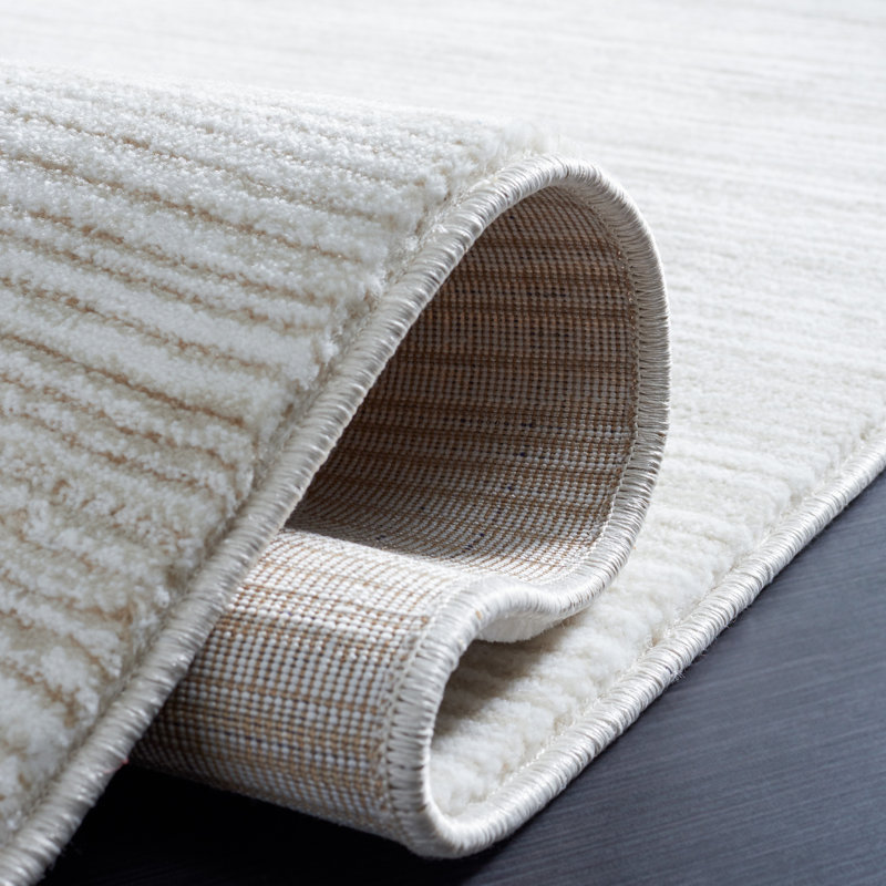 Vision Striped Area Rug In Ivory, Rectangle 122 x 183 cm
