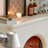 Beige Manufactured Wood Electric Fireplace
