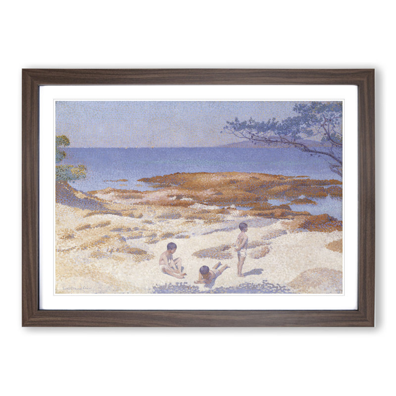 Beach at Cabasson by Henri-Edmond Cross - Picture Frame Painting, 27cm H x 36cm W x 2cm D, Walnut Framed
