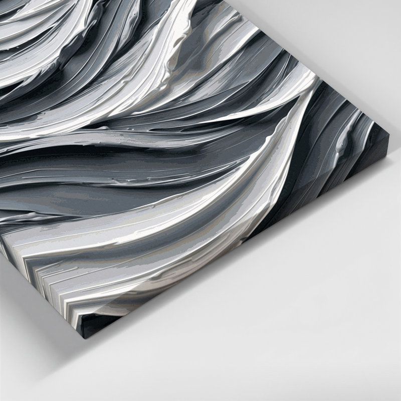 Toile horizontale à rayures horizontales gris acier et blanc gris, H 11 po x l 14 po
