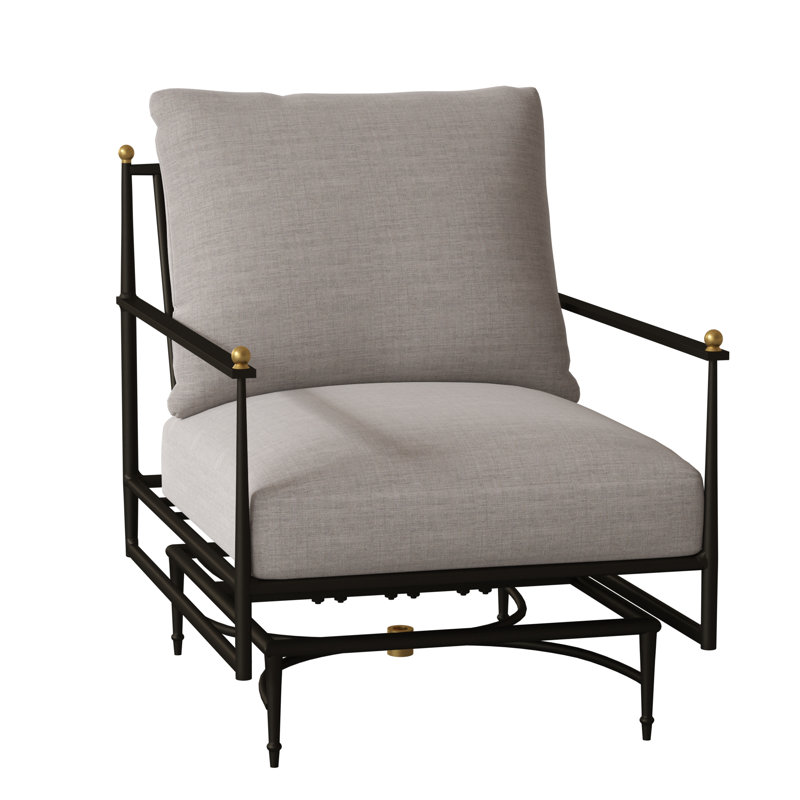Roma Patio Armchair with Cushions, Arbor Chambray Dove Sunbrella®, Welt, Standard Plus