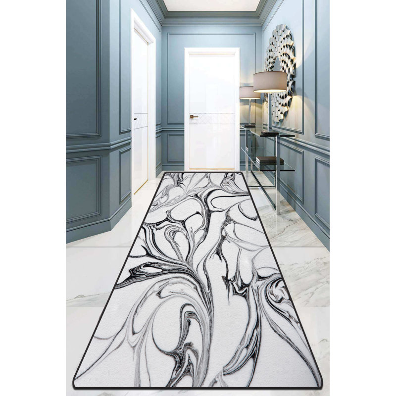 Non-Slip Hall Carpet (3.3 x 9.8 ft), 100% Polyester, 10 mm Pile Height, Antibacterial, Machine Washable | Durable Dot Base, 2.1 lbs/sq yd | Perfect for High-Traffic Areas, Easy Care & Stylish Design