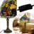 14.2"H Dragonfly Lotus Stained Glass Table Lamp, Bronze Resin Base, Bulb Included