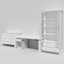 Ensemble de bureau 3 pièces à hauteur réglable H 71 po avec bibliothèque l 31 po et commode l 55 po