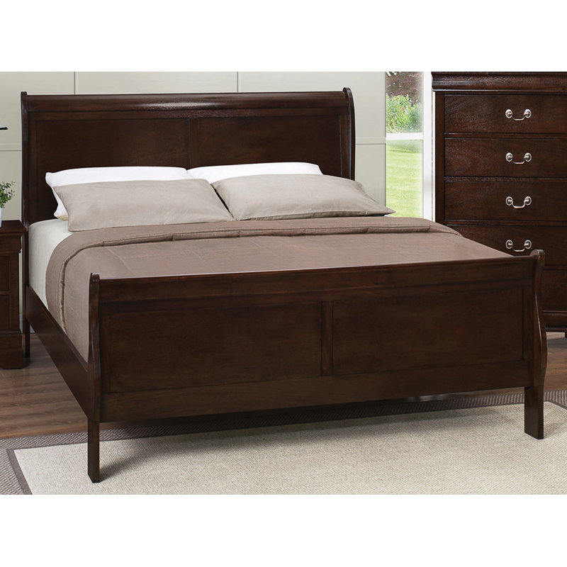 Alata Solid Wood Sleigh Bed, Full