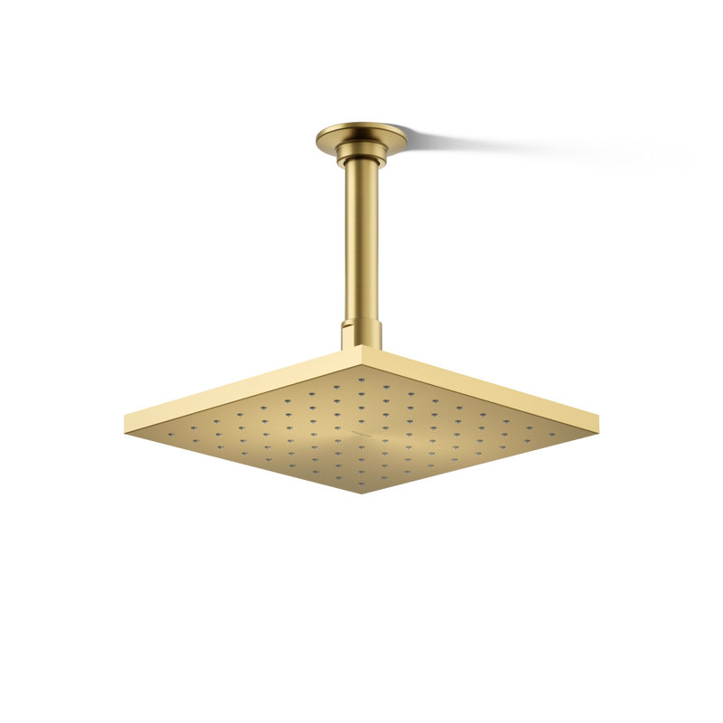 Contemporary Rain Shower Head, Vibrant Brushed Moderne Brass, 1.75 GPM, Square