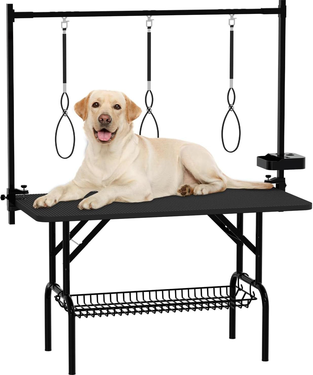 Image showcasing COFVIAL 47''Large Dog Grooming Table, Foldable Pet Station At Home, Dog ...