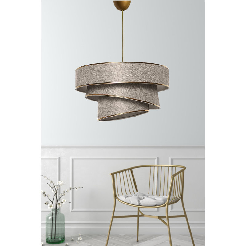Stunning Gold Chandelier with Cotton Cap, 40 x 40 x 20 cm, Total Height: 70 cm, E27 Socket, Max 40W, CE Certified, Glam & Scandinavian Design, For Country Home Decor & Lighting