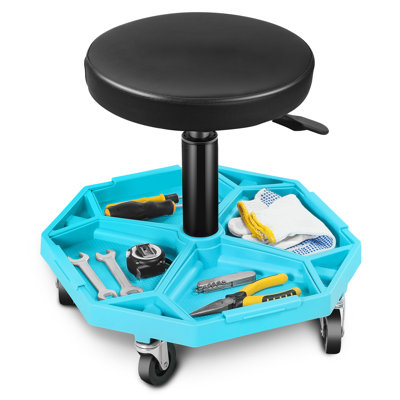 Tabouret de garage pneumatique à hauteur ajustable avec roulettes et capacité de 300 lb: 15,74 po à 21,25 po, taille 16,14 po