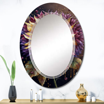 Miroir mural jaune et mauve