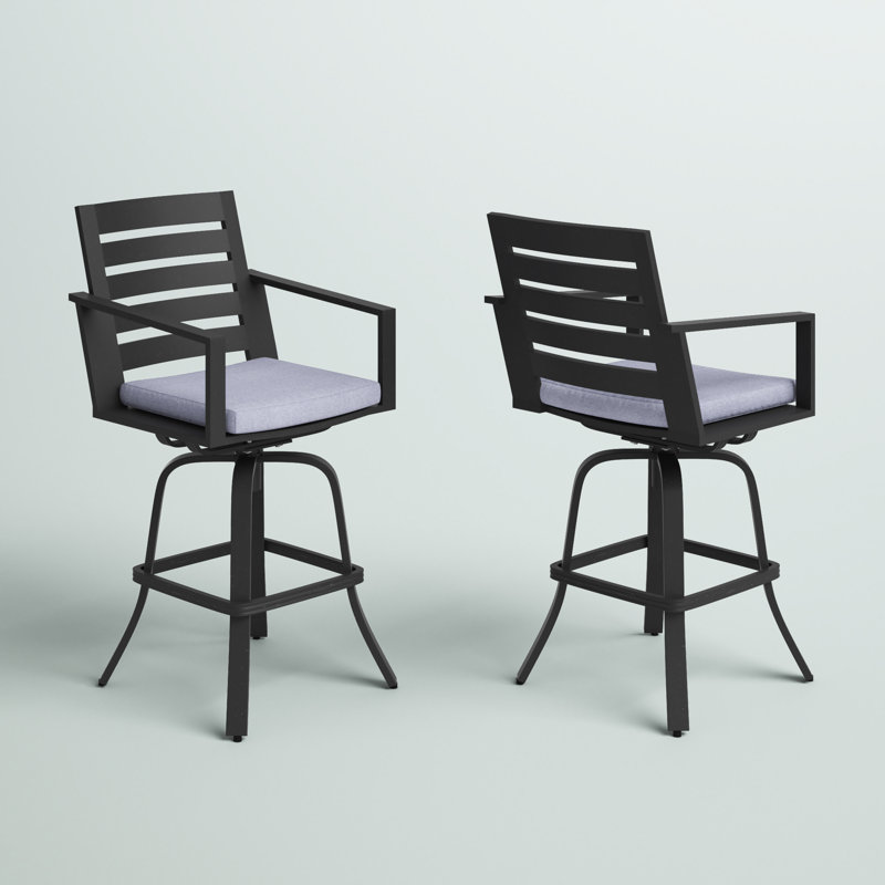 Adelynn Metal Outdoor Stool with Cushion