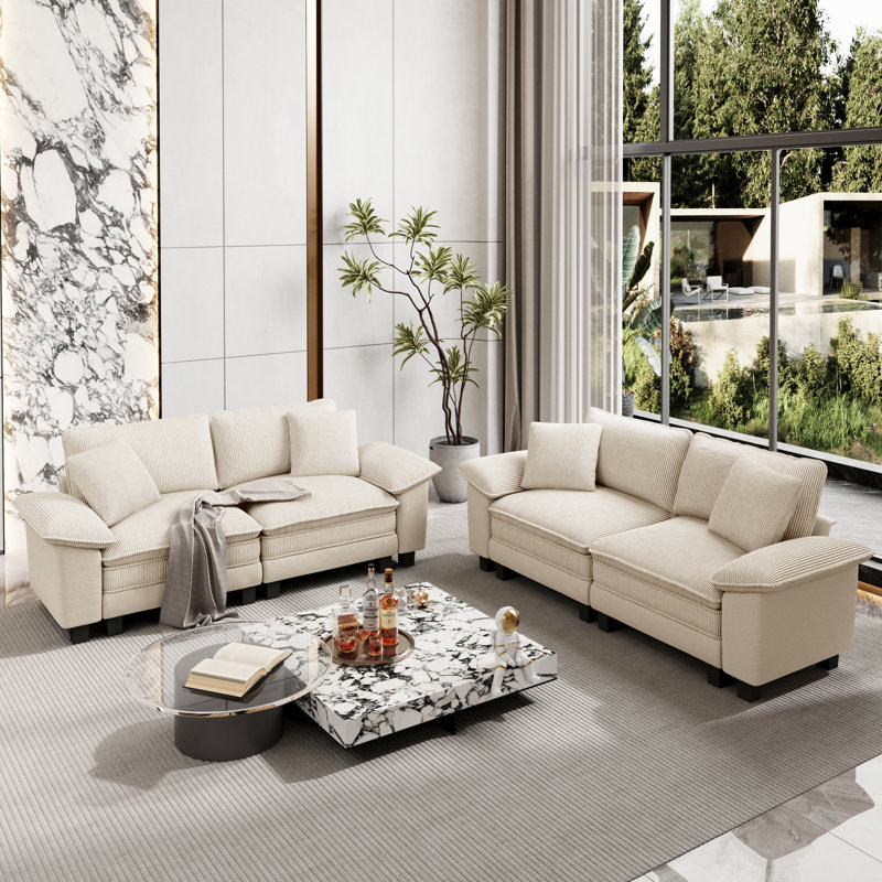 Ensemble de canapé modulaire rembourré 2 pièces, ensemble de canapé surdimensionné avec causeuse