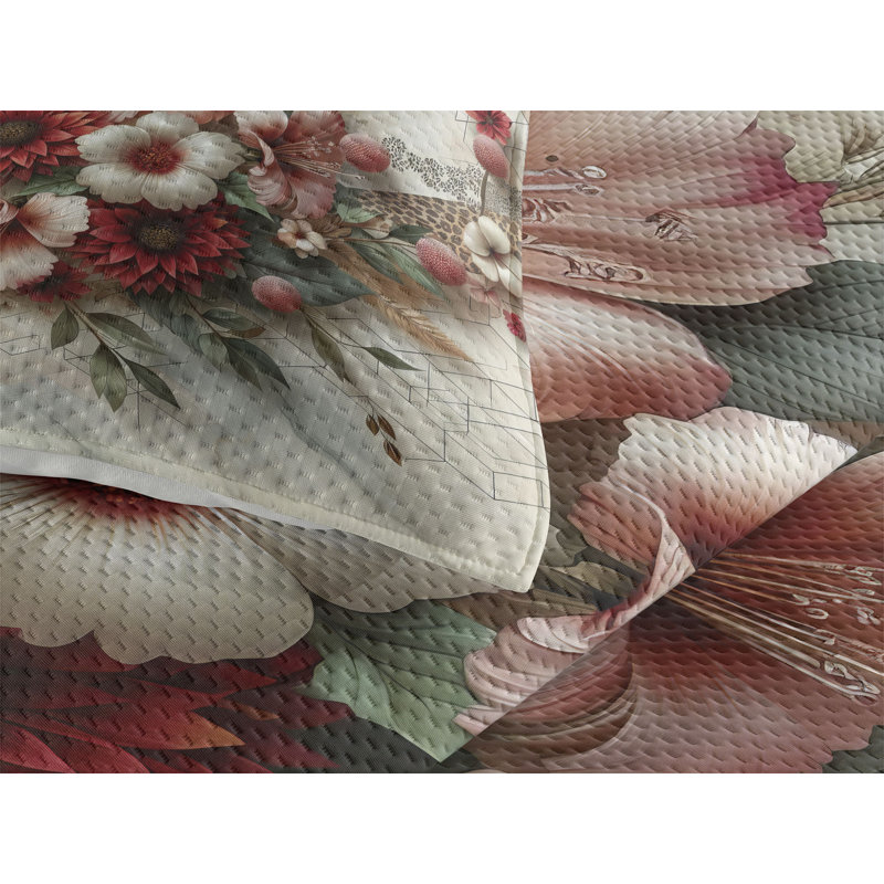 Polyester Floral Coverlet, King Coverlet + 2 Standard Shams