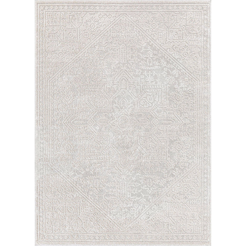 Tapis ivoire Well tissé Harlow Cloud Medallion, Rectangle 3 pi 11 po x 5 pi 3 po