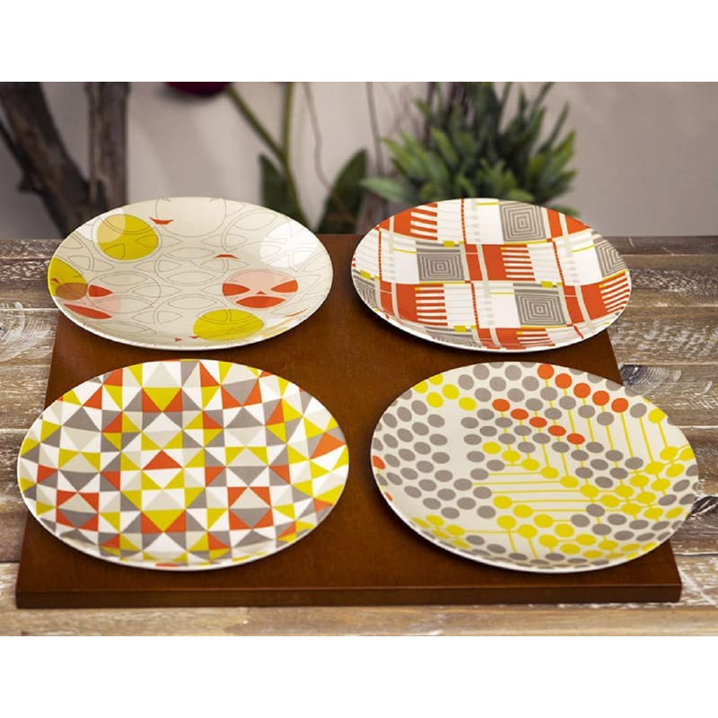 Frank Lloyd Wright, assiettes à dessert en céramique jaune West Taliesin