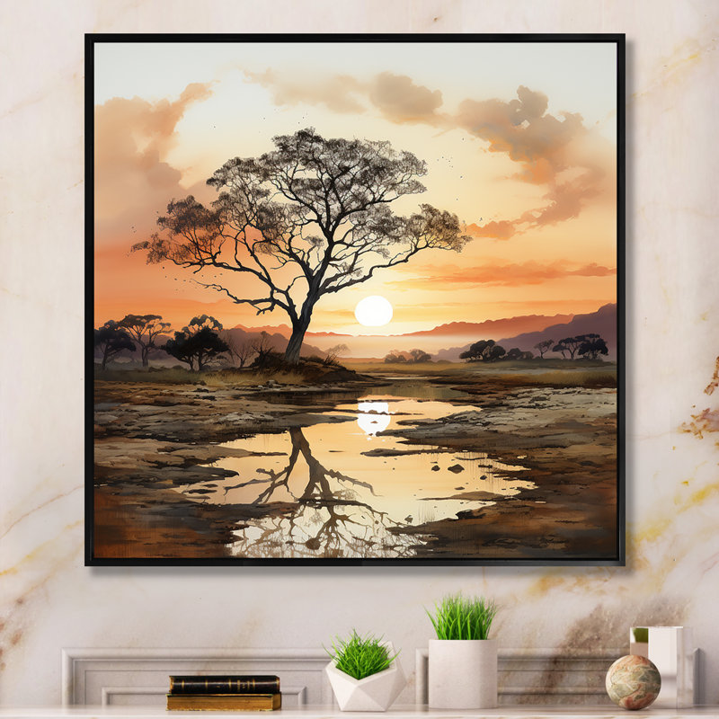 " Silhouetted Desert Solitude ", Black Floater Framed, 30" H x 30" W x 1" D