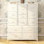 15 Drawer Dresser for Bedroom, Tall Chest of Drawers with 3-Size Fabric Bins, Steel Frame Storage Cabinet Organizer with Sturdy Wood Top, White Storage Tower for Closet Hallway Living Room