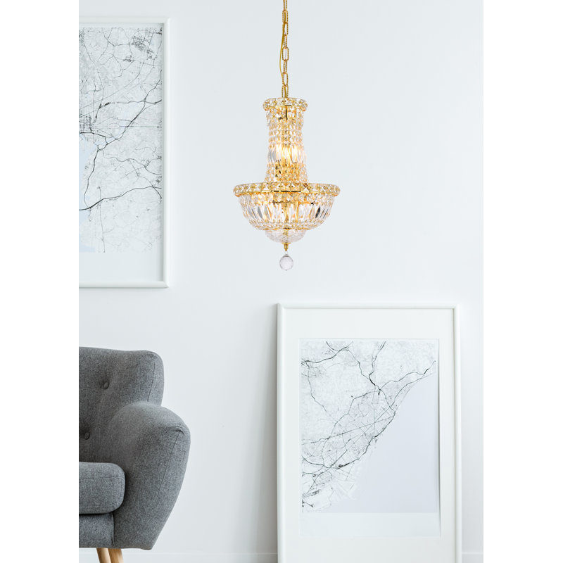 Stinnett 6 - Light Dimmable Empire Chandelier, Gold, 16" H x 12" W x 12" D