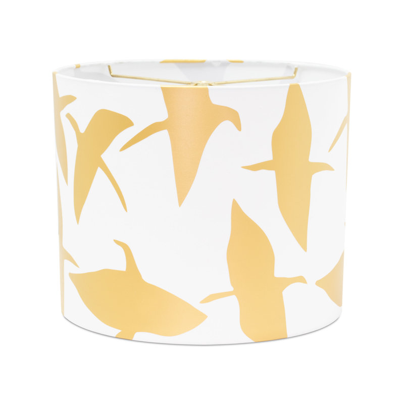 Drum Lamp Shade, White/Gold